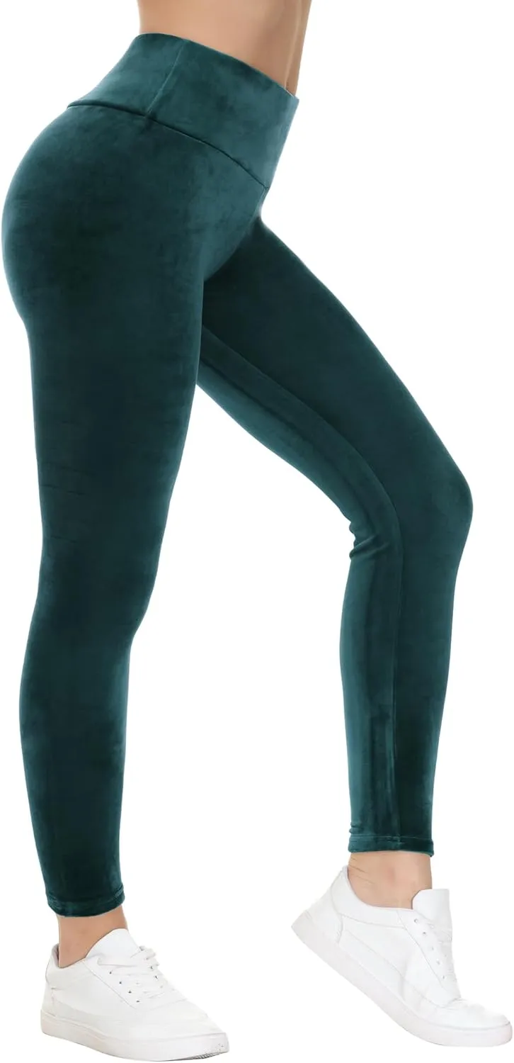 COZZIPLUS Women Velour Legging- High Waisted Buttery Soft Velvet Stretchy Legging