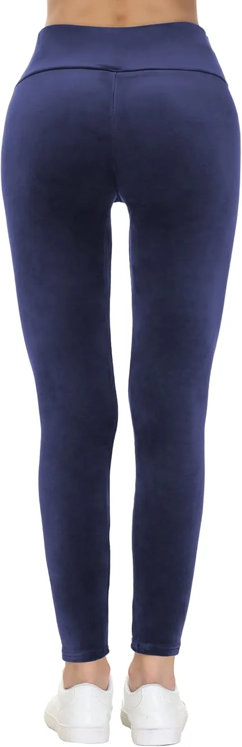 COZZIPLUS Women Velour Legging- High Waisted Buttery Soft Velvet Stretchy Legging