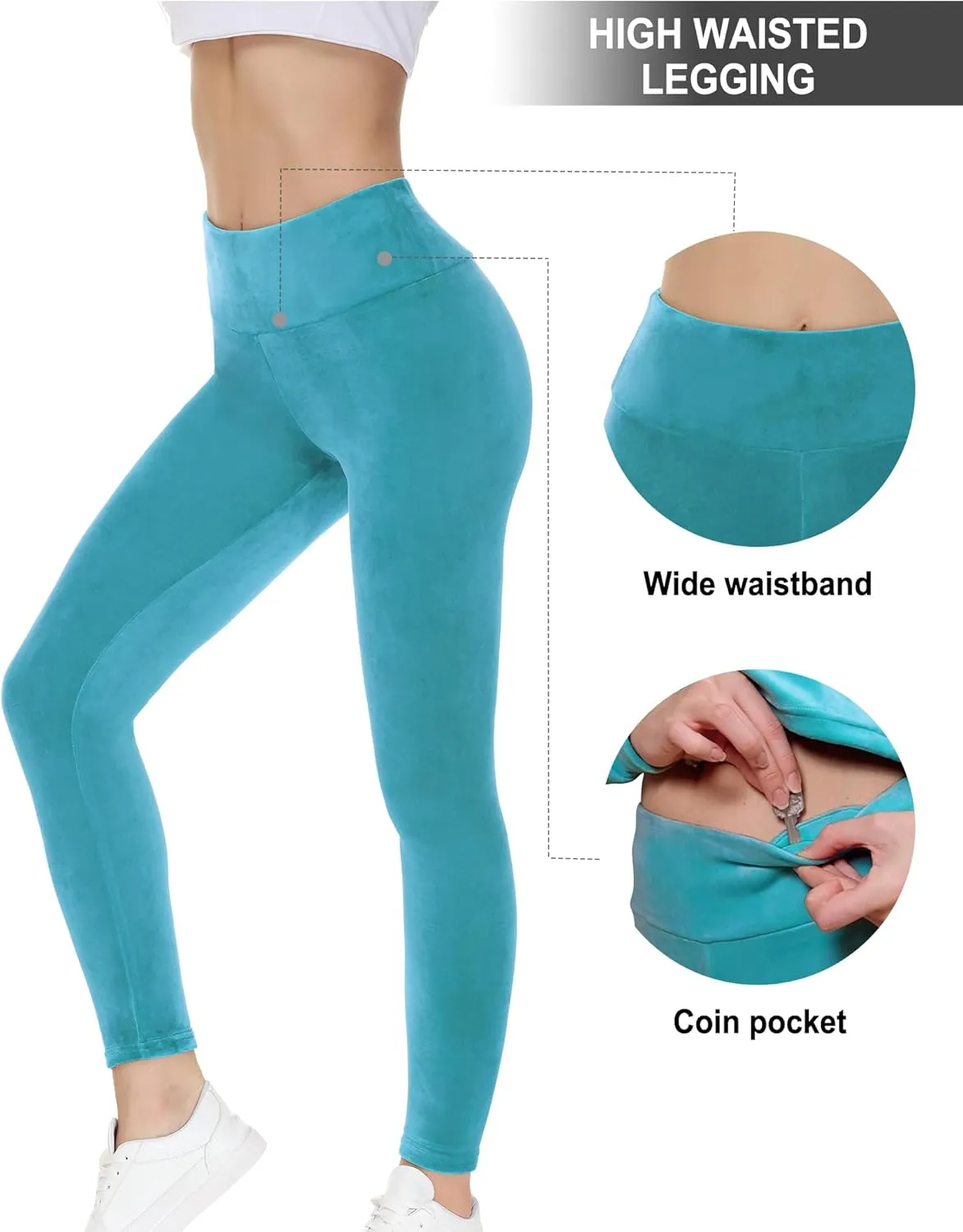 COZZIPLUS Women Velour Legging- High Waisted Buttery Soft Velvet Stretchy Legging