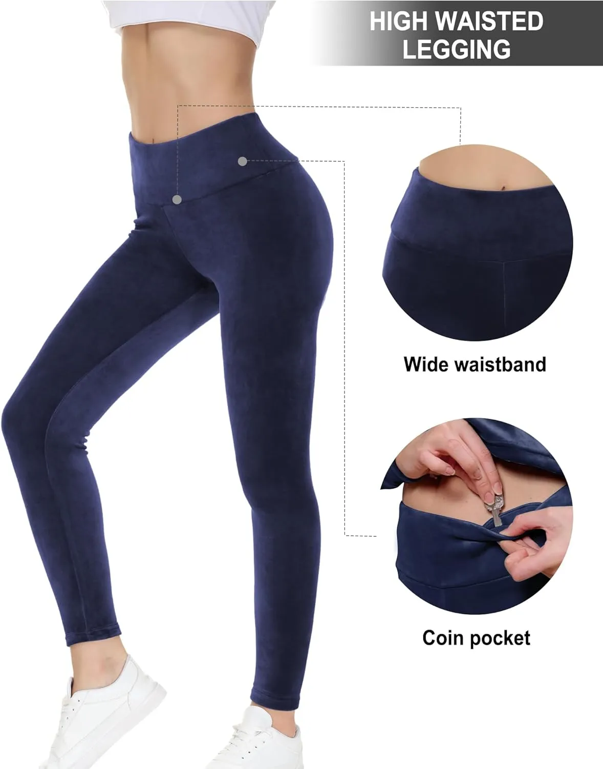 COZZIPLUS Women Velour Legging- High Waisted Buttery Soft Velvet Stretchy Legging