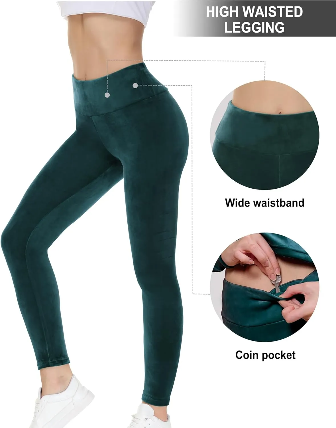 COZZIPLUS Women Velour Legging- High Waisted Buttery Soft Velvet Stretchy Legging