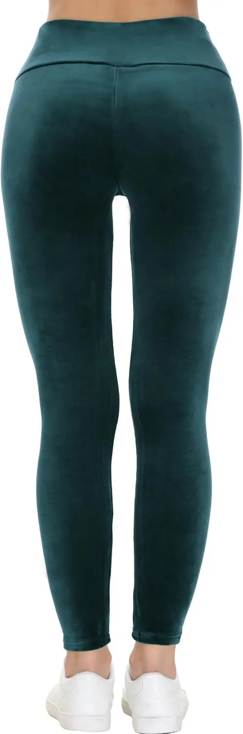 COZZIPLUS Women Velour Legging- High Waisted Buttery Soft Velvet Stretchy Legging