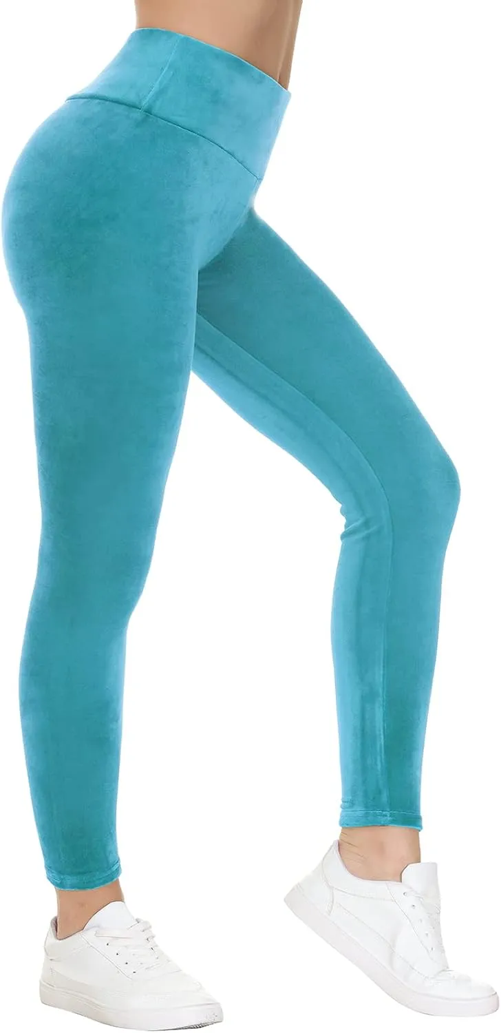 COZZIPLUS Women Velour Legging- High Waisted Buttery Soft Velvet Stretchy Legging