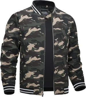 CRYSULLY Men's Bomber Jacket Fall Lightweight Casual Windbreaker Full Zip Coats Jackets