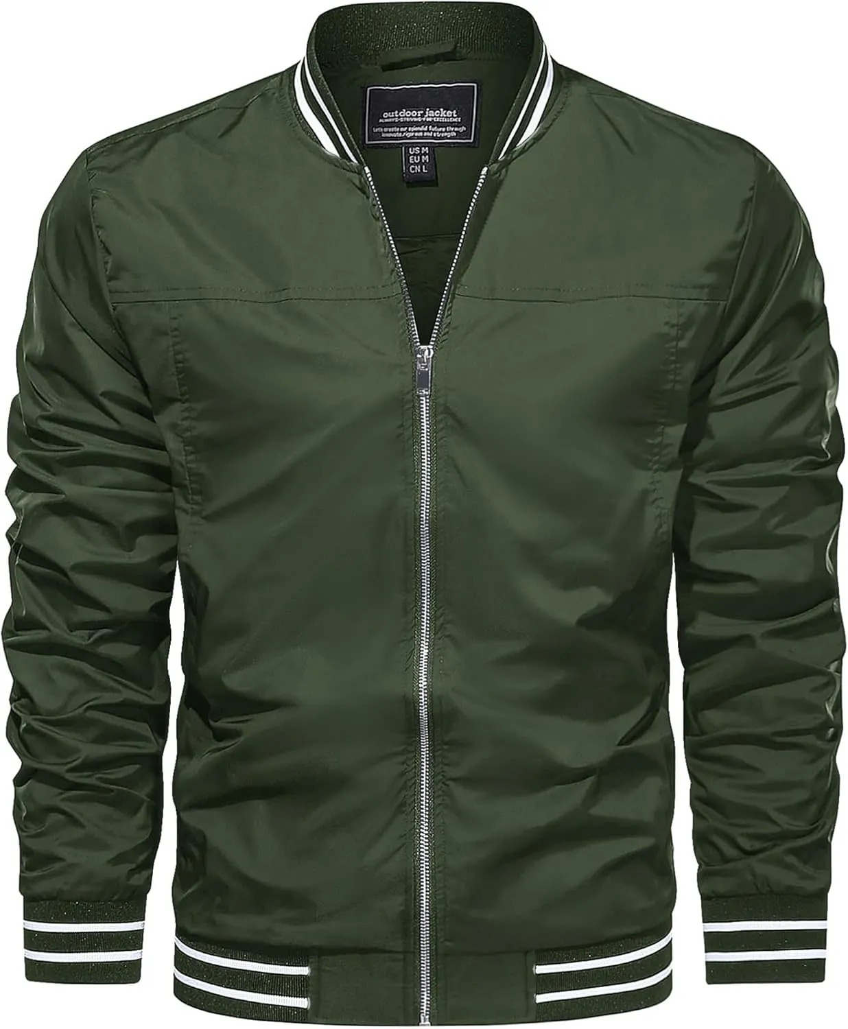 CRYSULLY Men's Bomber Jacket Fall Lightweight Casual Windbreaker Full Zip Coats Jackets