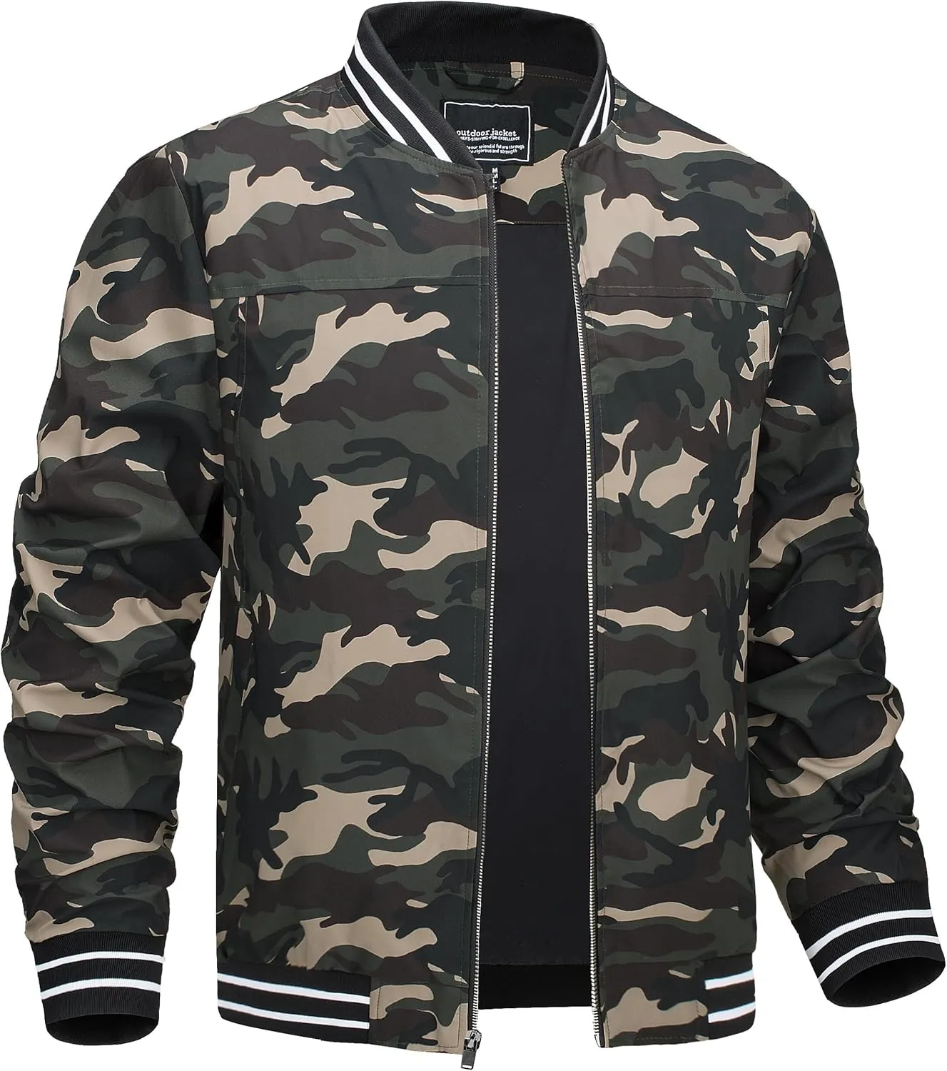 CRYSULLY Men's Bomber Jacket Fall Lightweight Casual Windbreaker Full Zip Coats Jackets