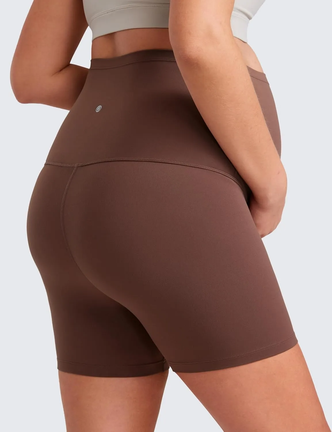 CRZ YOGA Womens Butterluxe Maternity Biker Shorts Over The Belly 4" - Pregnancy Yoga Workout Activewear