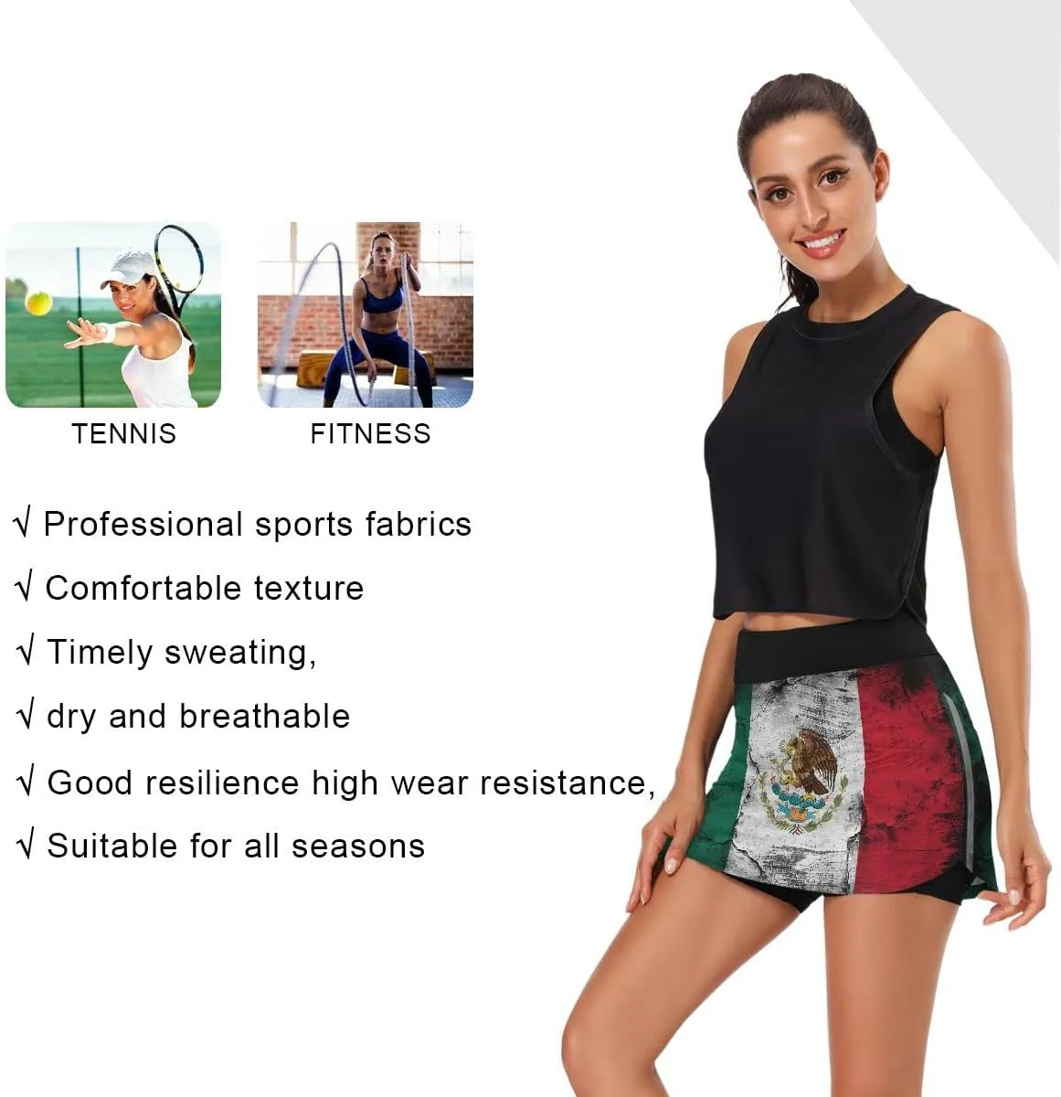 Cute Three Gnome Independence Day Women's Golf Tennis Skort Classic Athletic Skirt Everyday Casual Skort with Pockets