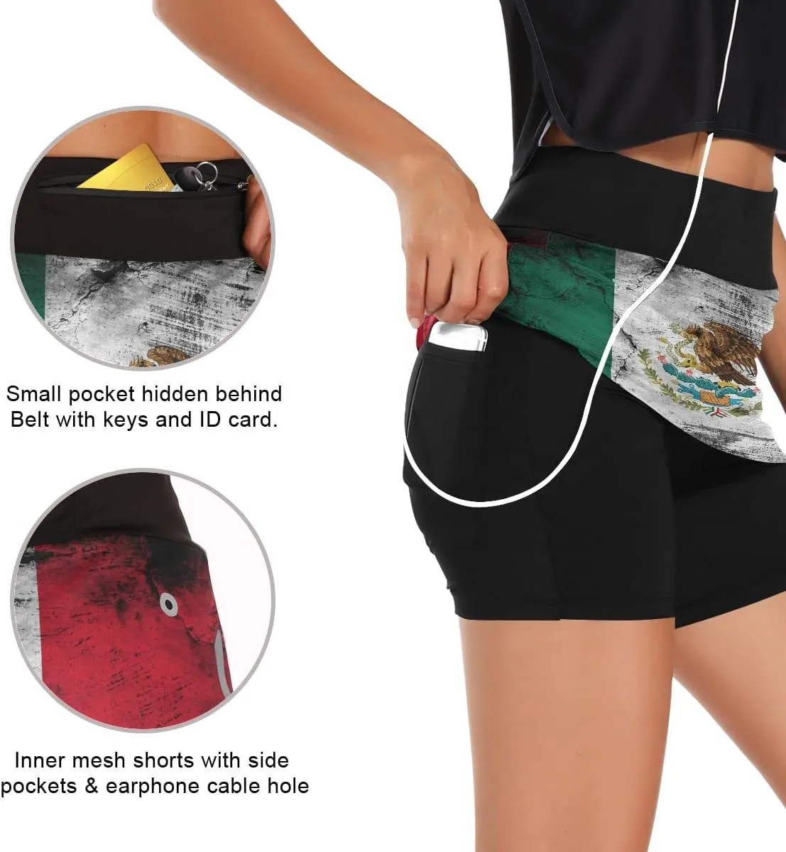 Cute Three Gnome Independence Day Women's Golf Tennis Skort Classic Athletic Skirt Everyday Casual Skort with Pockets