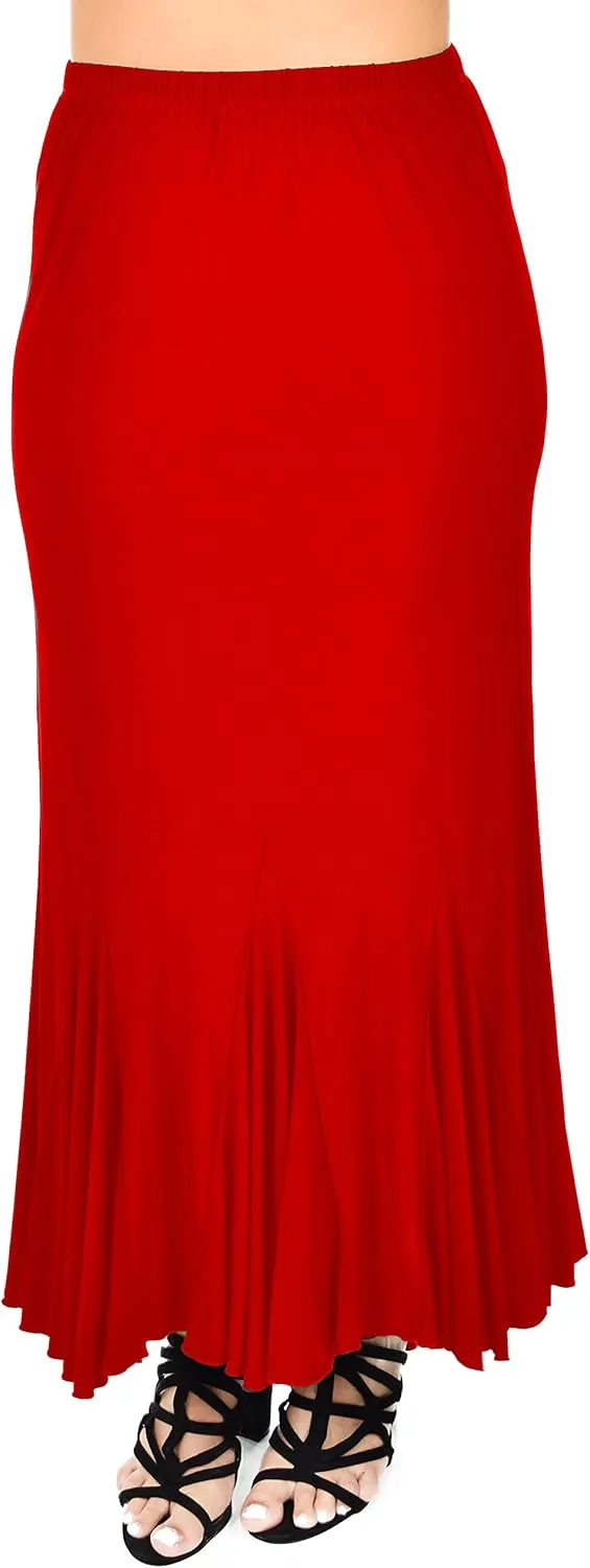 Dare2BStylish Women Boho Godet Splash Bottom A Line Maxi Skirt | Reg & Plus Sizes
