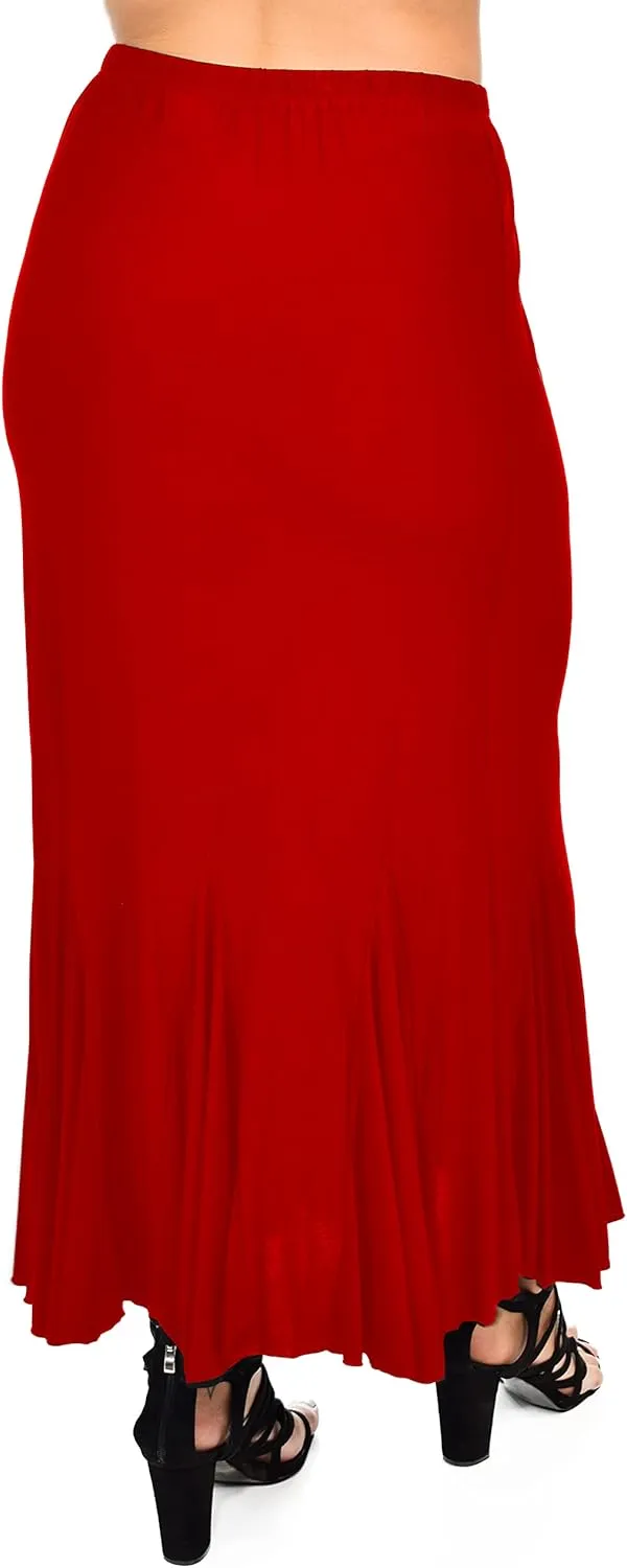 Dare2BStylish Women Boho Godet Splash Bottom A Line Maxi Skirt | Reg & Plus Sizes