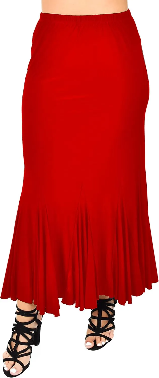 Dare2BStylish Women Boho Godet Splash Bottom A Line Maxi Skirt | Reg & Plus Sizes