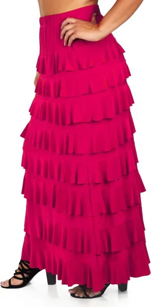 Dare2BStylish Women Waterfall 8 Tiered Boho Layered Maxi Skirt | Reg & Plus Sizes