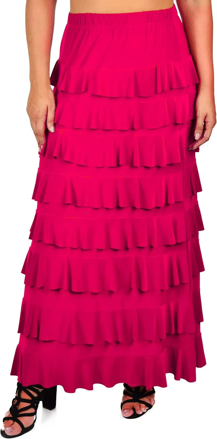 Dare2BStylish Women Waterfall 8 Tiered Boho Layered Maxi Skirt | Reg & Plus Sizes