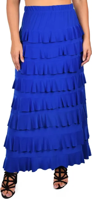 Dare2BStylish Women Waterfall 8 Tiered Boho Layered Maxi Skirt | Reg & Plus Sizes