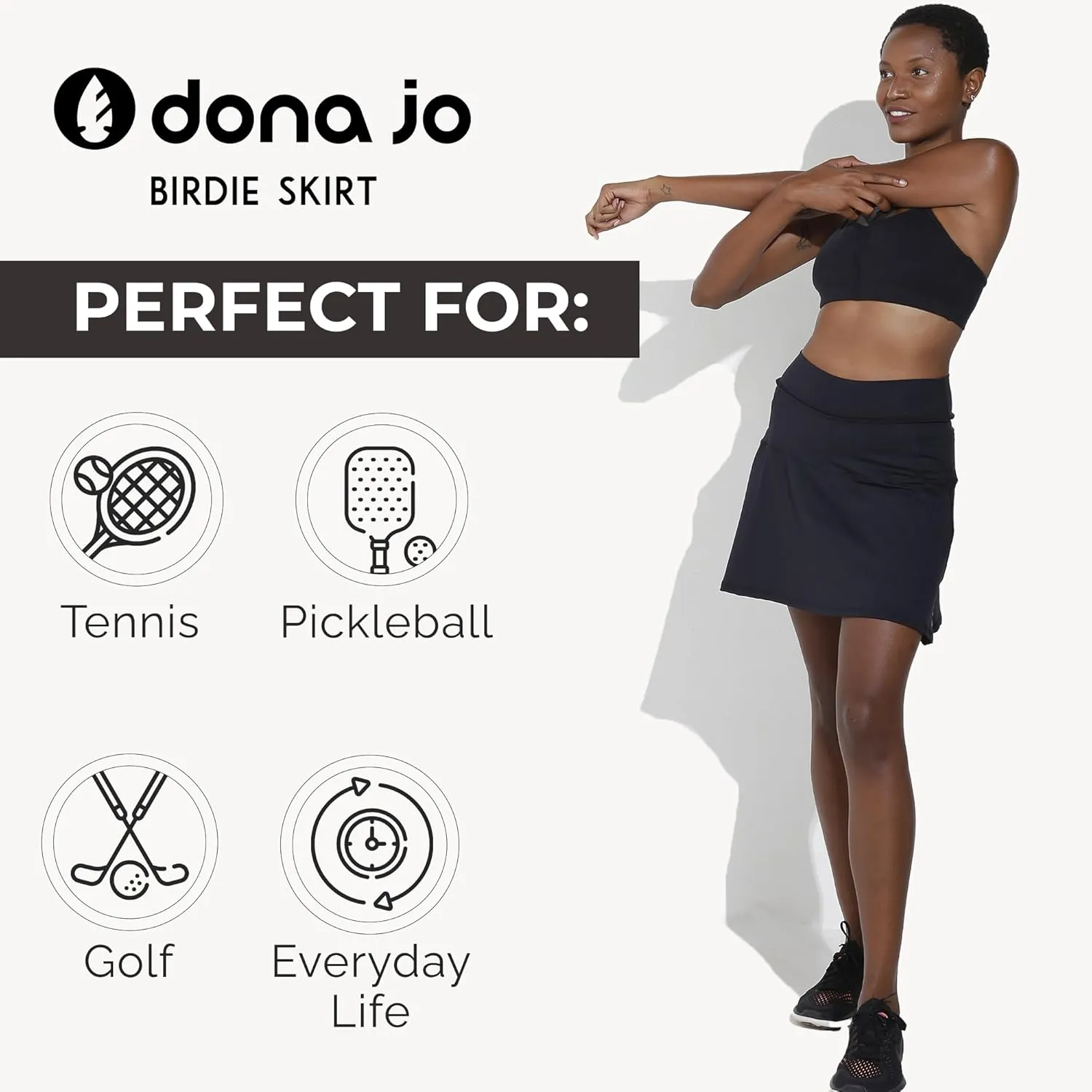 Dona Jo Birdie Skirt/Skort - Athletic Skort for Women - High Waisted Women's Skort with Pockets and Shorts Inside