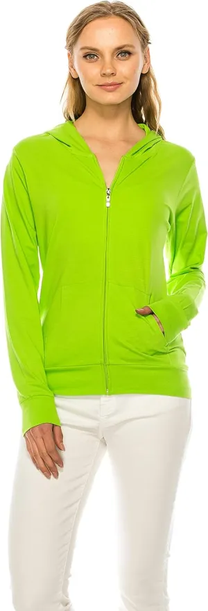 Eevee Women's Full Zip Hoodie - Lightweight Jacket Active Sweater Hooded Sweatshirt Slim Fitting Yoga Activewear