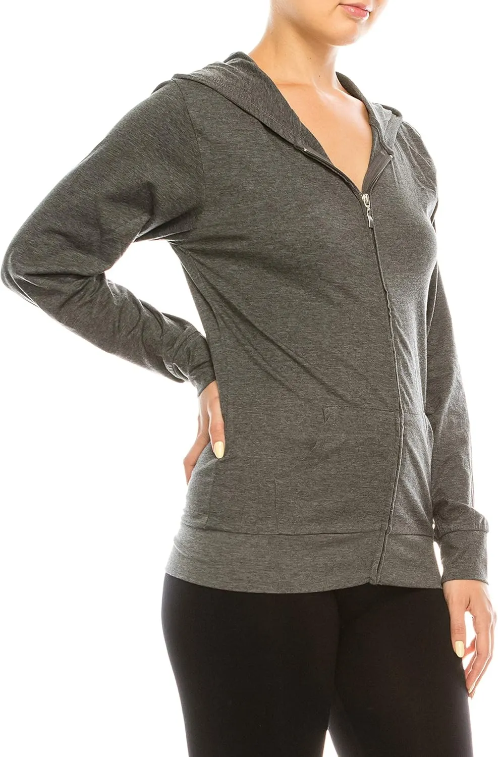 Eevee Women's Full Zip Hoodie - Lightweight Jacket Active Sweater Hooded Sweatshirt Slim Fitting Yoga Activewear