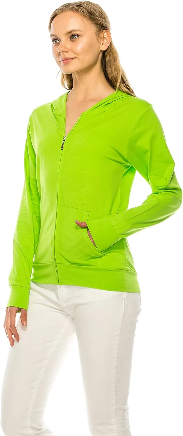 Eevee Women's Full Zip Hoodie - Lightweight Jacket Active Sweater Hooded Sweatshirt Slim Fitting Yoga Activewear