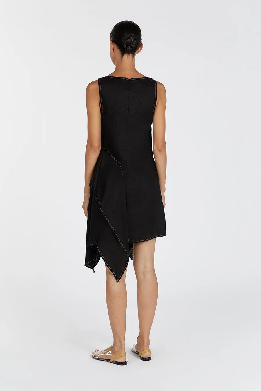 ELSIE BLACK LINEN MINI DRESS