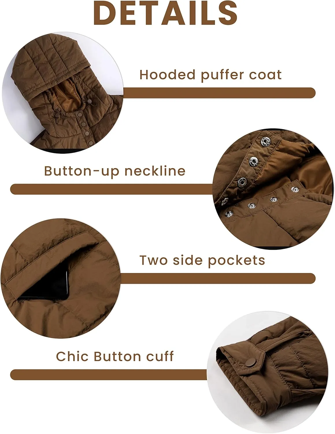 Fiona Jolin Women's Quilted Pullover Puffer Jacket Lightweight Oversized Hoodie Warm Winter Coats Outerwear