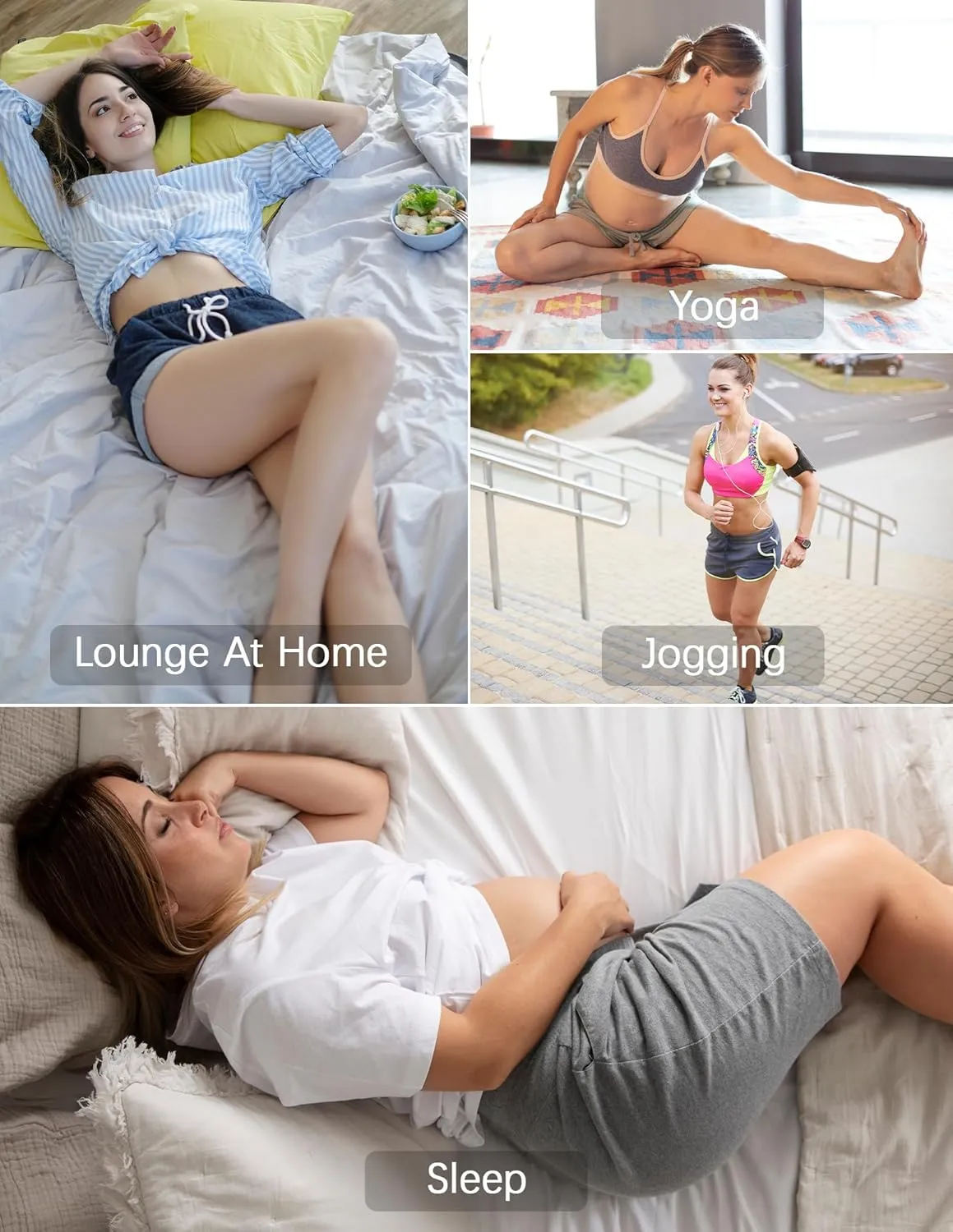 fitglam Women's Maternity Shorts Over The Belly Maternity Comfy Lounge Clothes Pregnancy Athletic Activewear with Pockets