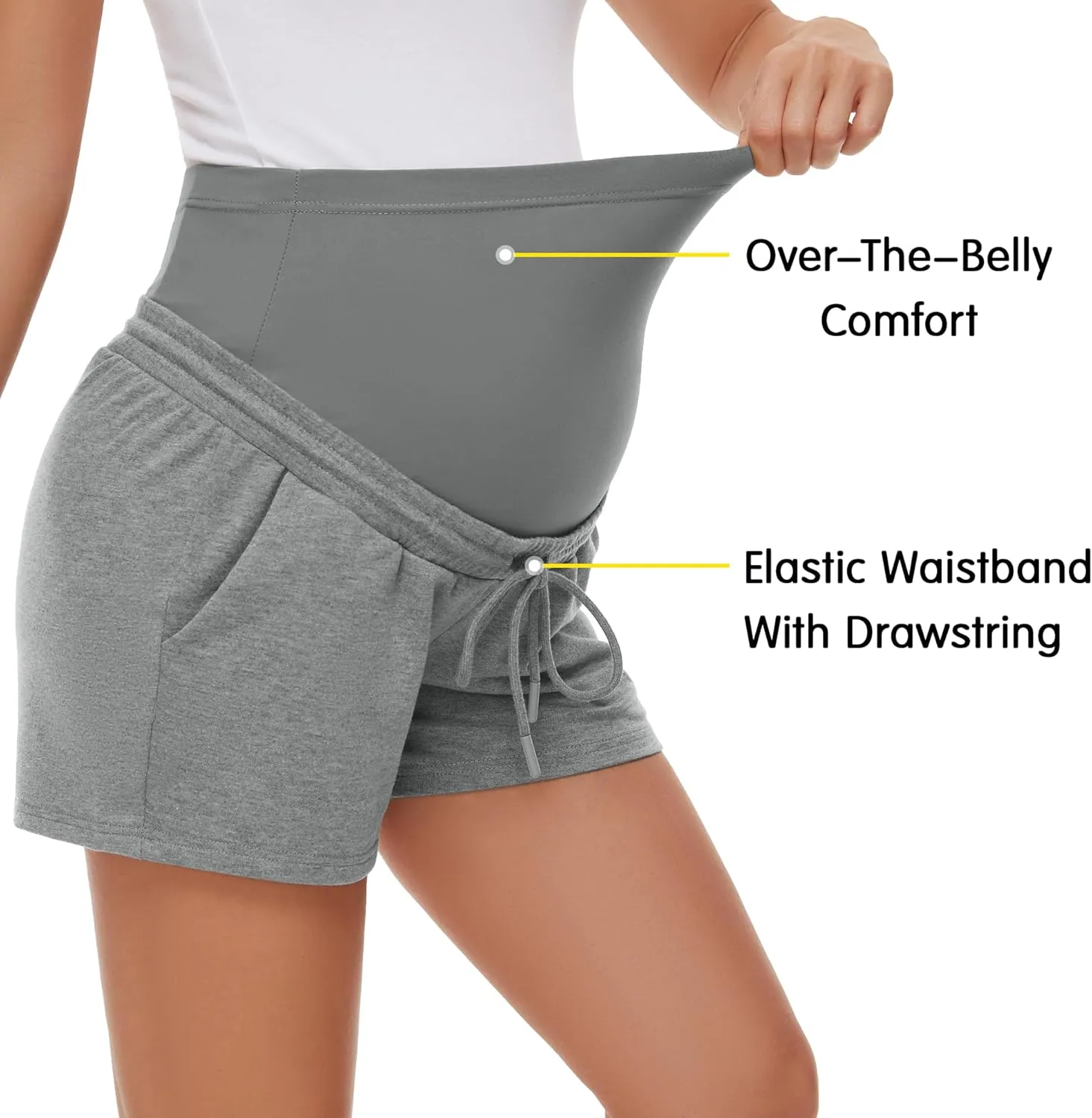 fitglam Women's Maternity Shorts Over The Belly Maternity Comfy Lounge Clothes Pregnancy Athletic Activewear with Pockets