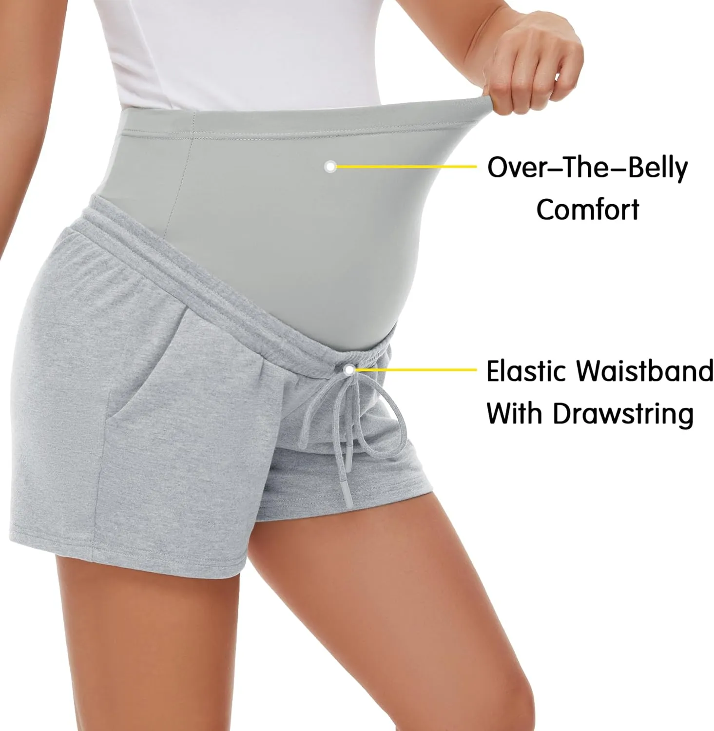 fitglam Women's Maternity Shorts Over The Belly Maternity Comfy Lounge Clothes Pregnancy Athletic Activewear with Pockets