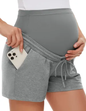 fitglam Women's Maternity Shorts Over The Belly Maternity Comfy Lounge Clothes Pregnancy Athletic Activewear with Pockets