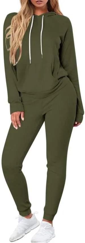 Fixmatti Women Pullover Hoodie Pockets Sweatpants Sport Jogger Sweatsuit