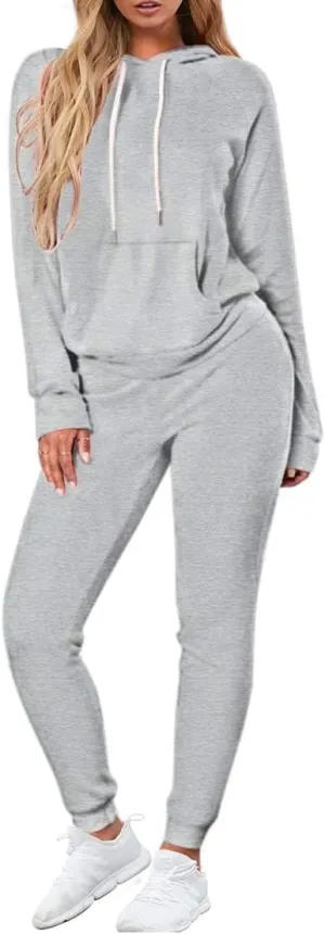 Fixmatti Women Pullover Hoodie Pockets Sweatpants Sport Jogger Sweatsuit
