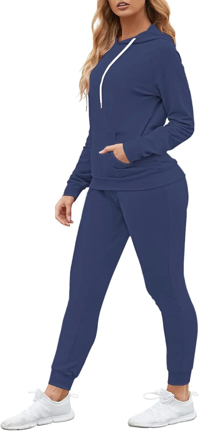 Fixmatti Women Pullover Hoodie Pockets Sweatpants Sport Jogger Sweatsuit