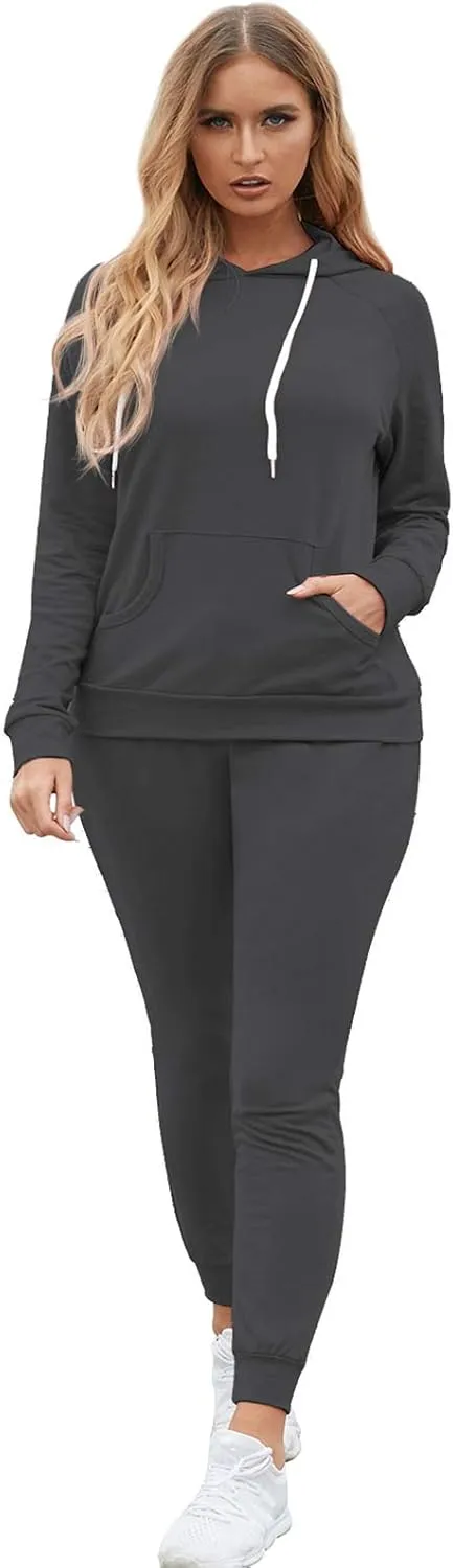 Fixmatti Women Pullover Hoodie Pockets Sweatpants Sport Jogger Sweatsuit