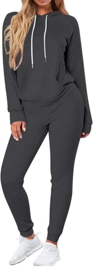 Fixmatti Women Pullover Hoodie Pockets Sweatpants Sport Jogger Sweatsuit