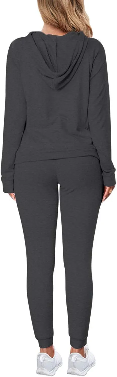 Fixmatti Women Pullover Hoodie Pockets Sweatpants Sport Jogger Sweatsuit