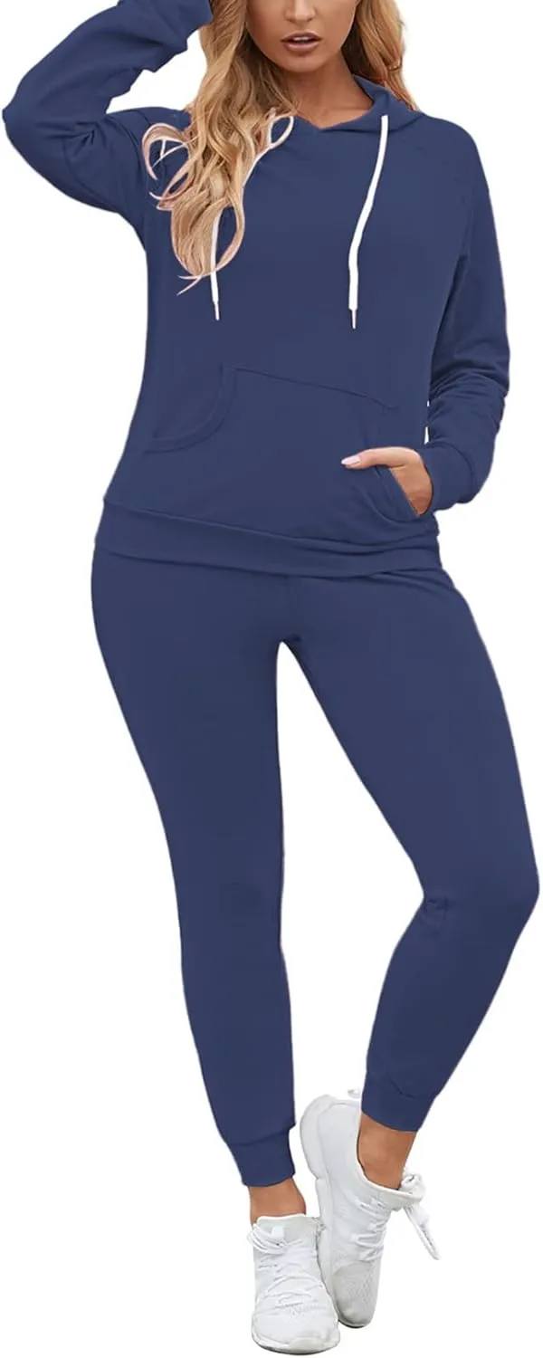 Fixmatti Women Pullover Hoodie Pockets Sweatpants Sport Jogger Sweatsuit