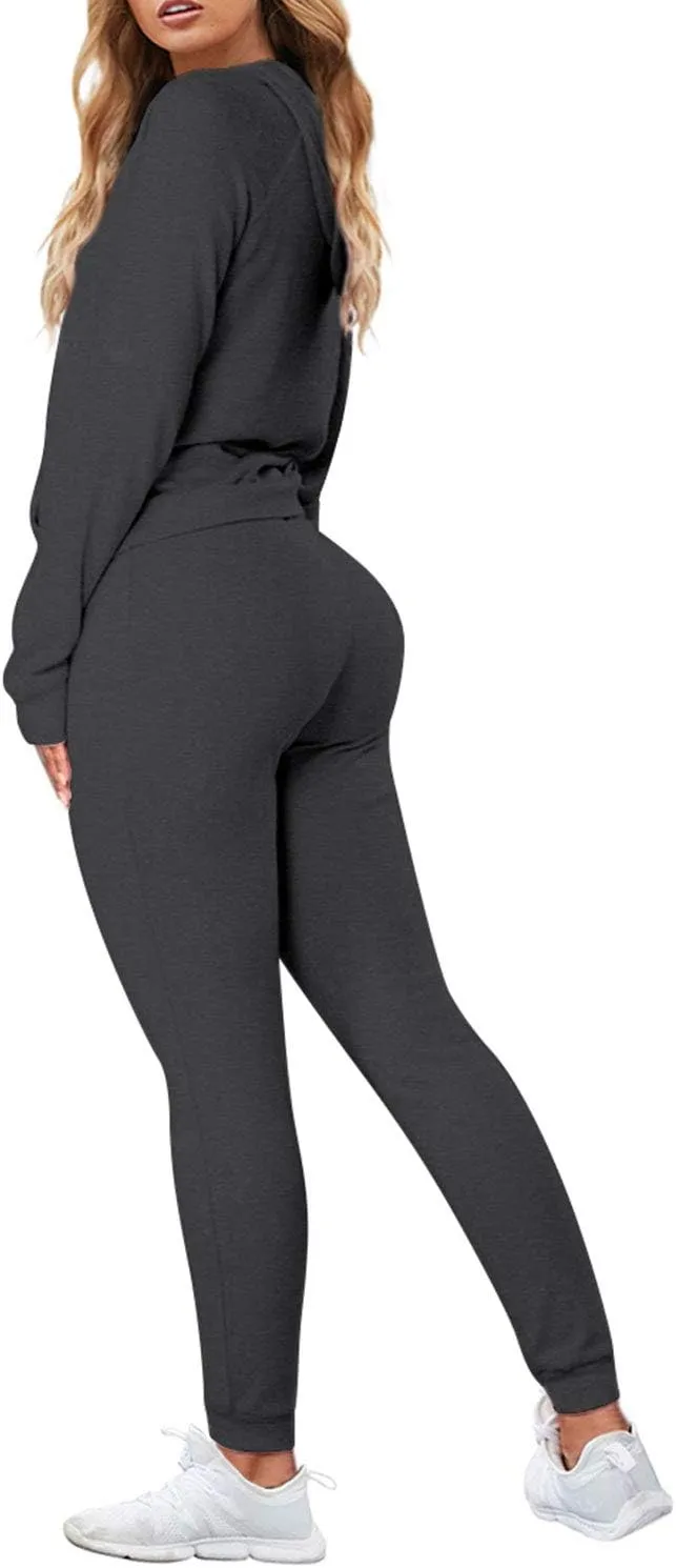 Fixmatti Women Pullover Hoodie Pockets Sweatpants Sport Jogger Sweatsuit