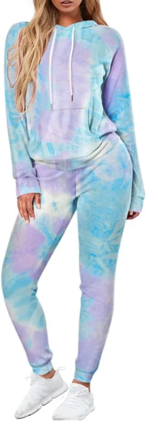 Fixmatti Women Pullover Hoodie Pockets Sweatpants Sport Jogger Sweatsuit