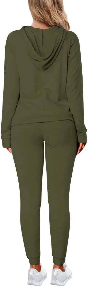 Fixmatti Women Pullover Hoodie Pockets Sweatpants Sport Jogger Sweatsuit