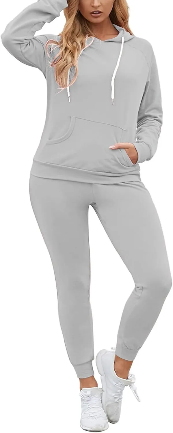 Fixmatti Women Pullover Hoodie Pockets Sweatpants Sport Jogger Sweatsuit