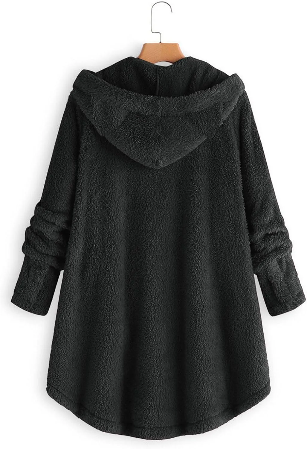 Fleece Jacket Women Pullover Hoodie Fleece Hooded Sweatshirt Cat Ear Pocket Solid Warm Winter Oversized Outwear