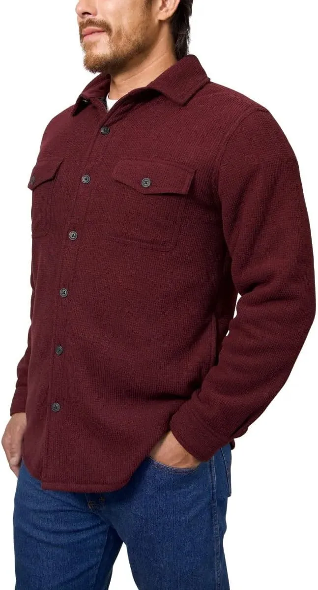 Freedom Foundry Men's Plaid Fleece Jackets Super Plush Sherpa Lined Jacket Shirt