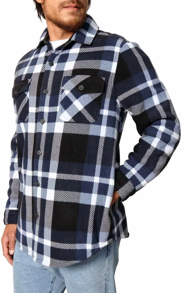 Freedom Foundry Men's Plaid Fleece Jackets Super Plush Sherpa Lined Jacket Shirt