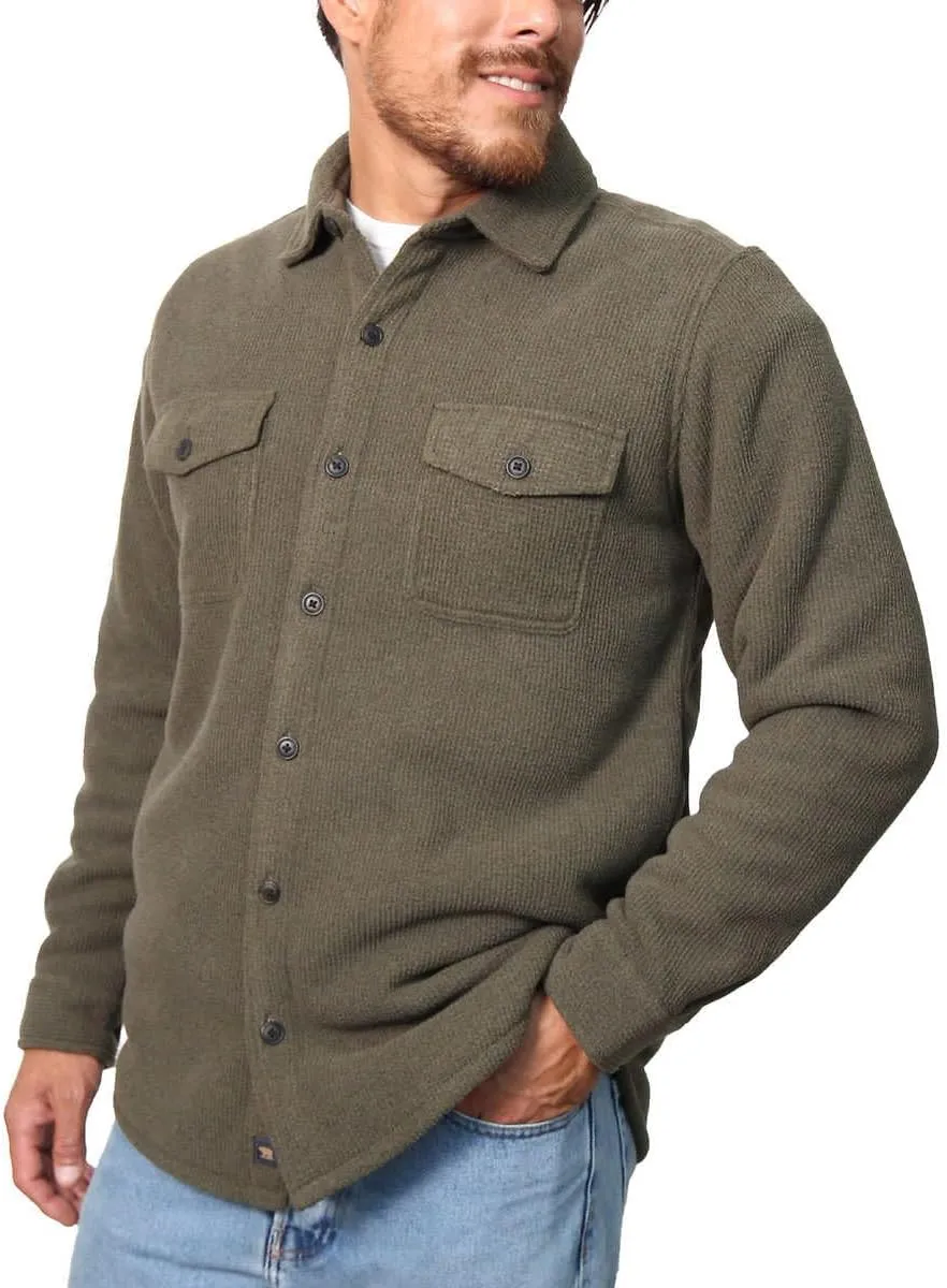 Freedom Foundry Men's Plaid Fleece Jackets Super Plush Sherpa Lined Jacket Shirt