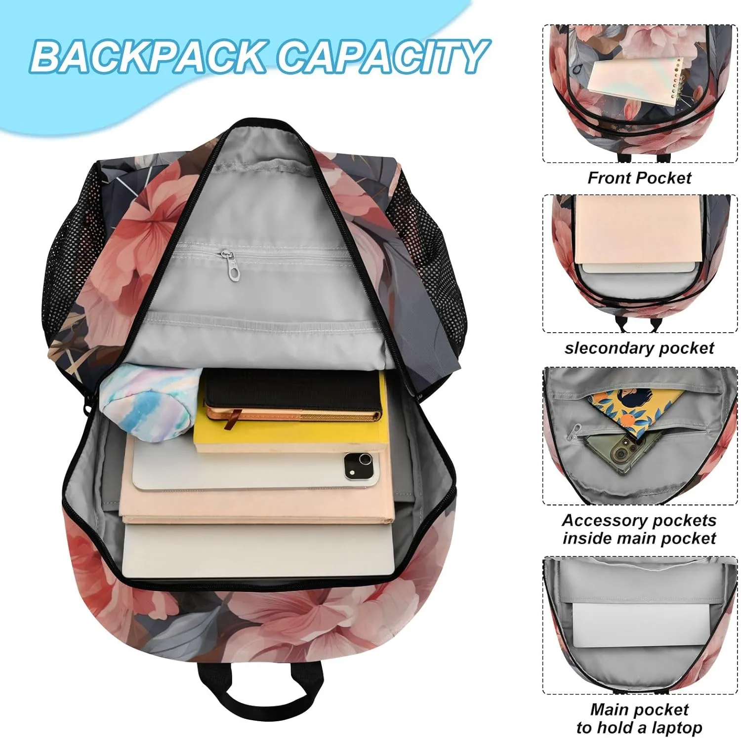 GAIGEO Floral Geometric Lightweight Backpack with Matching Lunch Boxes, School Bag, School Backpack, Backpacks for Kids