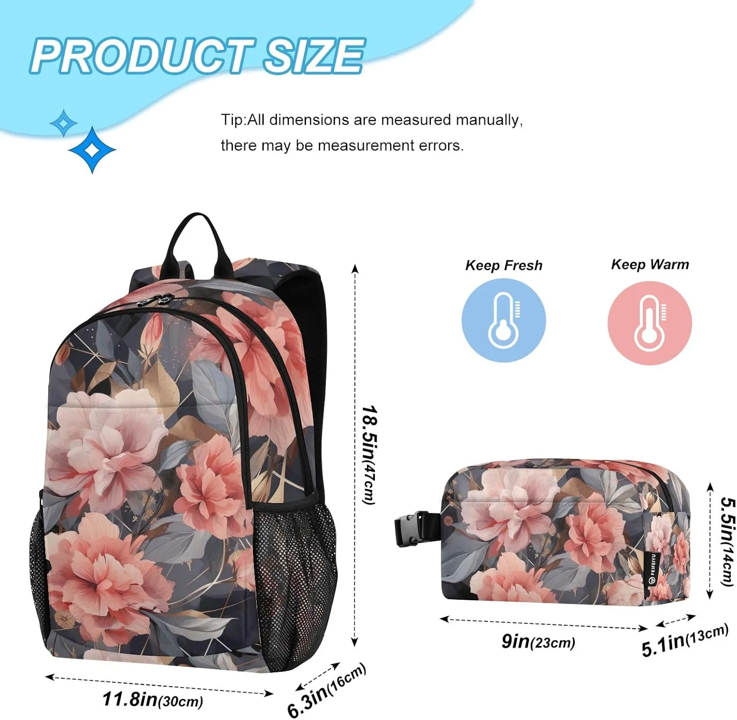 GAIGEO Floral Geometric Lightweight Backpack with Matching Lunch Boxes, School Bag, School Backpack, Backpacks for Kids