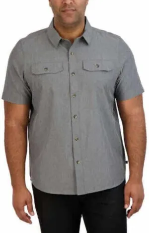 Gerry Men's Short Sleeve Button Up Stretch Comfort Quick Dry Woven Camp Shirt with UV Protection