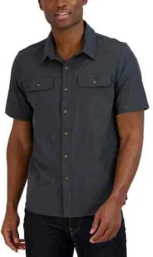 Gerry Men's Short Sleeve Button Up Stretch Comfort Quick Dry Woven Camp Shirt with UV Protection