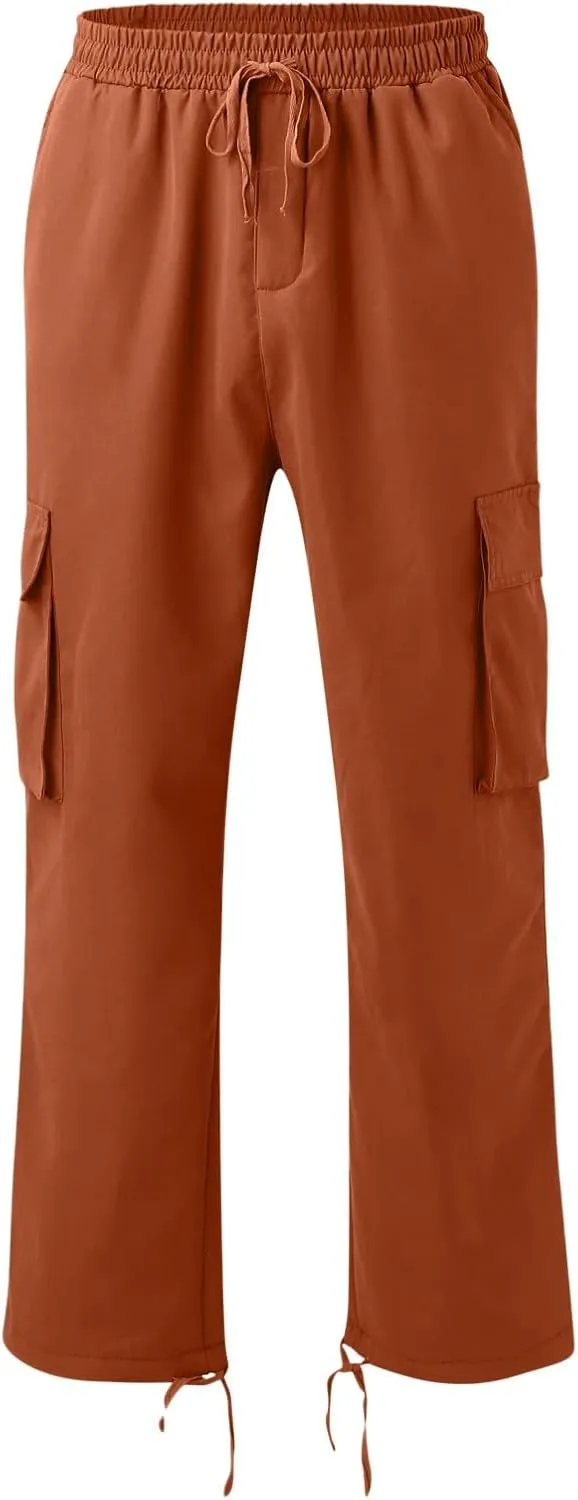 GIERIDUC Men's Twill Relaxed Fit Cargo Pant Mens Lounge Pants with Pockets Big and Tall Hiking Pants Jogger Pants with Boots