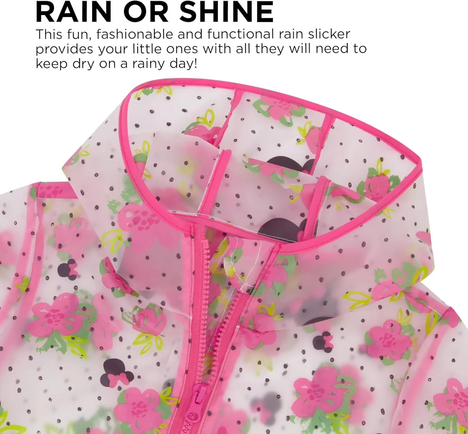 Girls Rain Coat Disney Minnie, Mickey Mouse, Princess, Nickelodeon Paw Patrol for Kids 2-7 Years